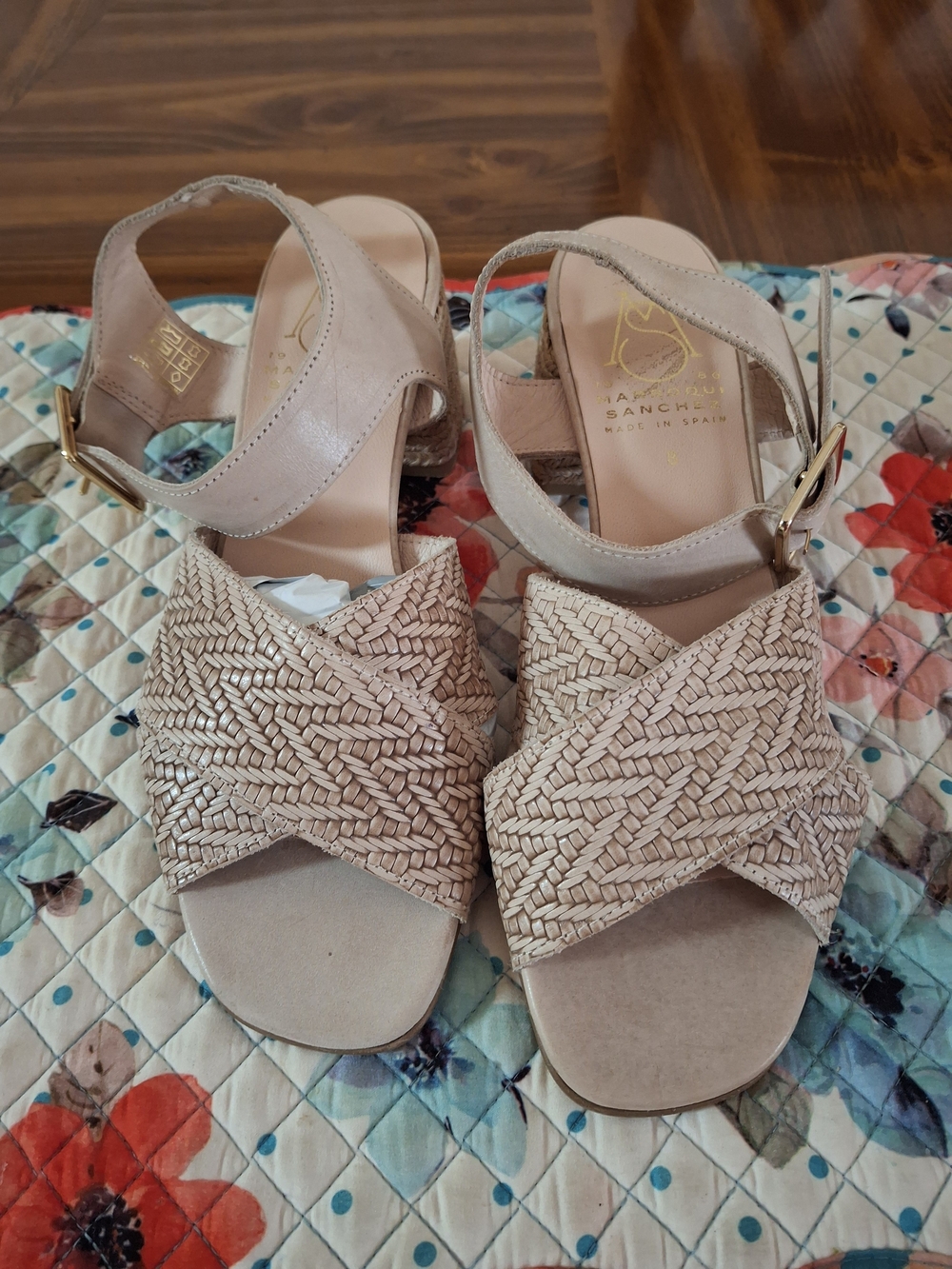 Marroqui Sanchez Beige Woven Sandal with Ankle Strap